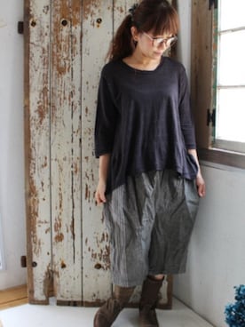 「Vlas Blomme（ヴラスブラム）のアイテム」を使った、YO-KOさん（レディース・154cm）の夏コーディネート
