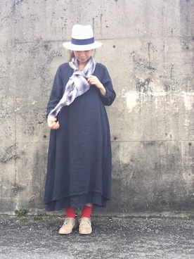 「アイテム（ストール/ショール）」を使った、YO-KOさん（レディース・154cm）の春コーディネート