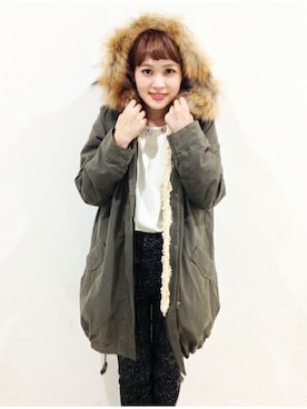 「mysty woman（ミスティウーマン）のアイテム（モッズコート）」を使った、もってぃさん（レディース・158cm）の夏コーディネート