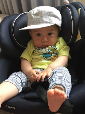 「PETIT BATEAU（プチバトー）のアイテム（キャップ）」を使った、︎masanpaさん（キッズ・60cm）の春コーディネート