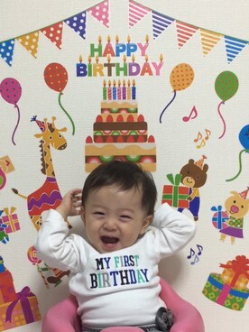「Carter's（カーターズ）のアイテム（Tシャツ/カットソー、ホワイト系）」を使った、︎masanpaさん（キッズ・90cm）の秋コーディネート