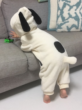 「no brand（ノーブランド）のアイテム（ロンパース、ホワイト系）」を使った、︎masanpaさん（キッズ・90cm）の秋コーディネート
