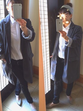 「AS KNOW AS plus（アズノゥアズプラス）のアイテム（チェスターコート）」を使った、ajagohanさん（レディース・150cm）の冬コーディネート