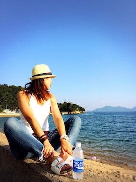 「ポカリコーデバトン」｜「アイテム（帽子）」を使った、arisuさん（レディース・165cm）の夏コーディネート