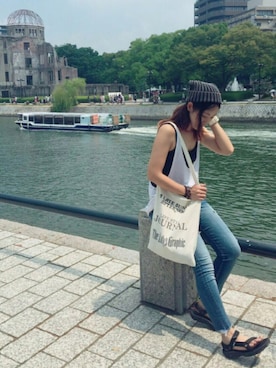 「TODAYFUL（トゥデイフル）のVintageトートバッグ（トートバッグ）」を使った、arisuさん（レディース・165cm）の夏コーディネート