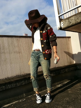 「TODAYFUL（トゥデイフル）のVintageトートバッグ（トートバッグ）」を使った、ankomotiさん（レディース・151cm）の秋コーディネート