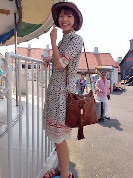 「Roots Canadaのアイテム（バッグ）」を使った、Peko さん（レディース・160cm）の夏コーディネート