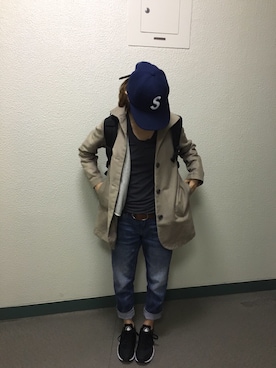 「X-girl（エックスガール）のOUTDOOR BACKPACK（バックパック/リュック）」を使った、nさん（レディース・150cm）の冬コーディネート