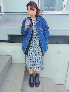 「ゆるカジ」｜「アイテム（デニムジャケット）」を使った、Reina   さん（レディース・149cm）の春コーディネート