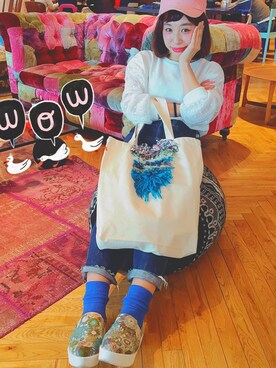「Factor=（ファクターイコール）のアイテム（帽子）」を使った、Reina   さん（レディース・149cm）の春コーディネート
