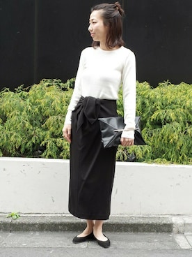 「ホワイトニット」｜MIKAさん（レディース・160cm）の春コーディネート