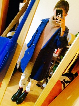 「アイテム（トレンチコート、ブルー系）」を使った、mapleさん（レディース・148cm）の秋コーディネート