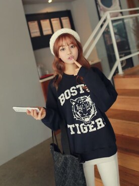 「sweatshirt」｜「アイテム（帽子）」を使った、Seoulgreatさん（レディース・163cm）の冬コーディネート