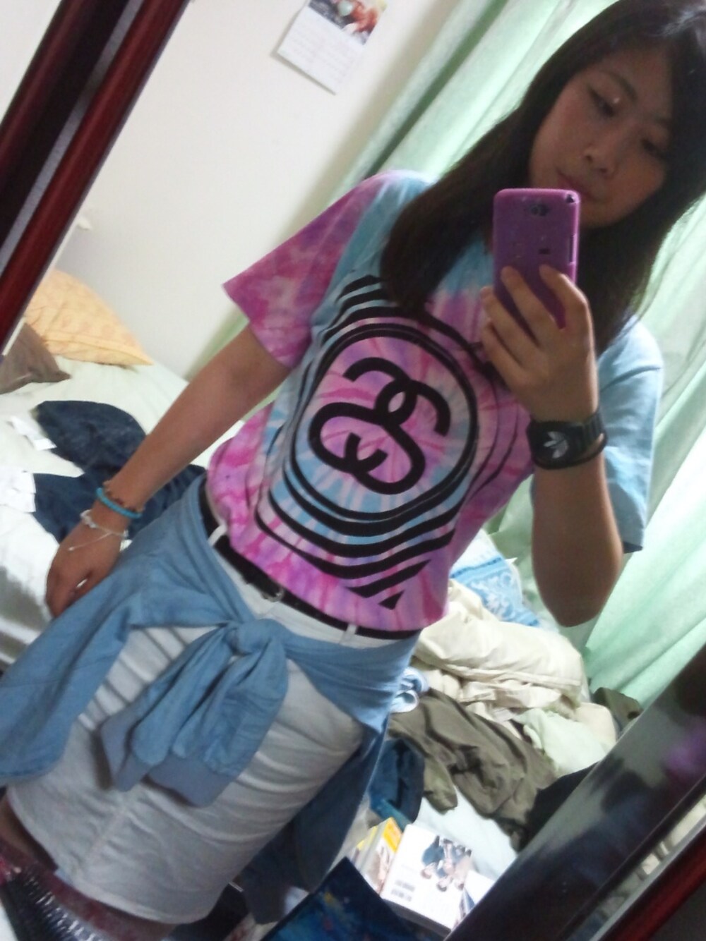 「stussy、GU」｜「STUSSYのアイテム（Tシャツ/カットソー、その他）」を使った、ゆみちょさん（レディース・164cm）の夏コーディネートの1枚目の写真