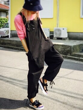 「MALAIKA（マライカ）のアイテム（オールインワン・サロペット）」を使った、ciccaさん（レディース・166cm）の春コーディネート