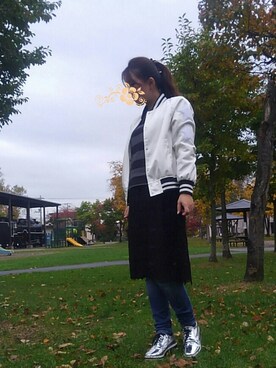「STUNNING LURE（スタニングルアー）のアイテム（スタジャン）」を使った、suuuu.chanさん（レディース・158cm）の秋コーディネート