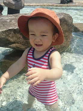 「アイテム（水着/着物・浴衣、レッド系）」を使った、arataさん（キッズ・80cm）の夏コーディネート