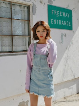 「韓国」｜「アイテム（サロペット/オーバーオール）」を使った、2perさん（レディース・157cm）の春コーディネート