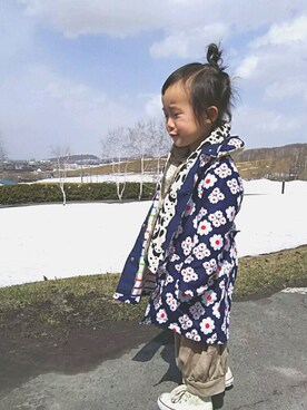 「Handmade（ハンドメイド）のアイテム（その他アウター）」を使った、hannaさん（キッズ・100cm）の秋コーディネート