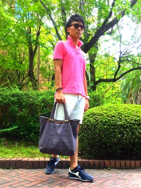 「Marc by Marc Jacobs（マークバイマークジェイコブス）のアイテム（トートバッグ）」を使った、Naoki Yamadaさん（メンズ・174cm）の夏コーディネート