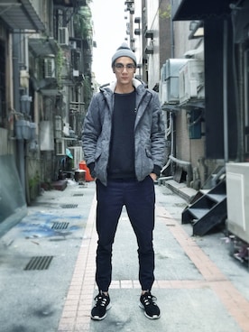 「asos（エイソス）のアイテム（その他アウター）」を使った、Mitchell Zero さん（メンズ・185cm）の冬コーディネート