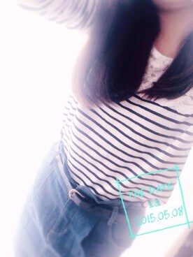 「NETSTAR（ネットスター）のアイテム（Tシャツ/カットソー）」を使った、りさこさん（レディース・155cm）の春コーディネート
