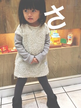 「RADCHAP（ラッドチャップ）のアイテム（ワンピース、ベージュ系）」を使った、saayuu♪さん（キッズ）の冬コーディネート