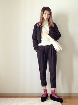 「ハグマグ」｜「アイテム（その他アウター）」を使った、yeah ohさん（レディース・162cm）の秋コーディネート