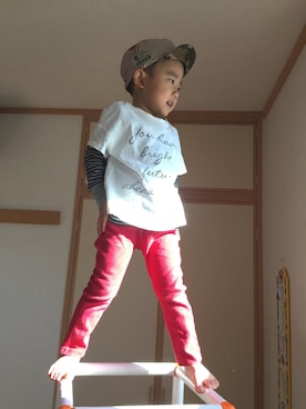 「DEVILOCK（デビロック）のアイテム（パンツ）」を使った、AKmamaさん（キッズ・90cm）の秋コーディネート