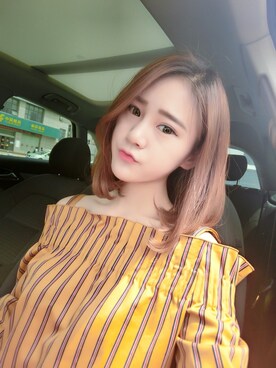 「dzzitのアイテム（トップス、オレンジ系）」を使った、yfabulousさん（レディース・168cm）の春コーディネート