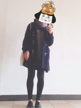 「morning deer（モーニングディア）のアイテム（ダウンジャケット/コート、ブルー系）」を使った、hsinさん（レディース・155cm）の冬コーディネート