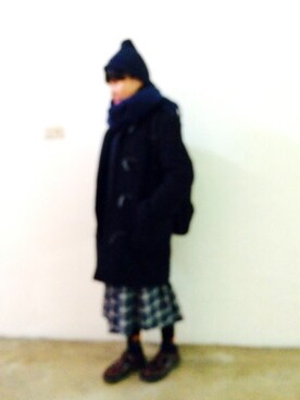 「morning deer（モーニングディア）のアイテム（ジャケット/アウター、ブラック系）」を使った、hsinさん（レディース・155cm）の冬コーディネート