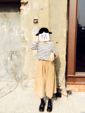 「UNIQLO（ユニクロ）のアイテム（トップス、ホワイト系）」を使った、hsinさん（レディース・155cm）の秋コーディネート