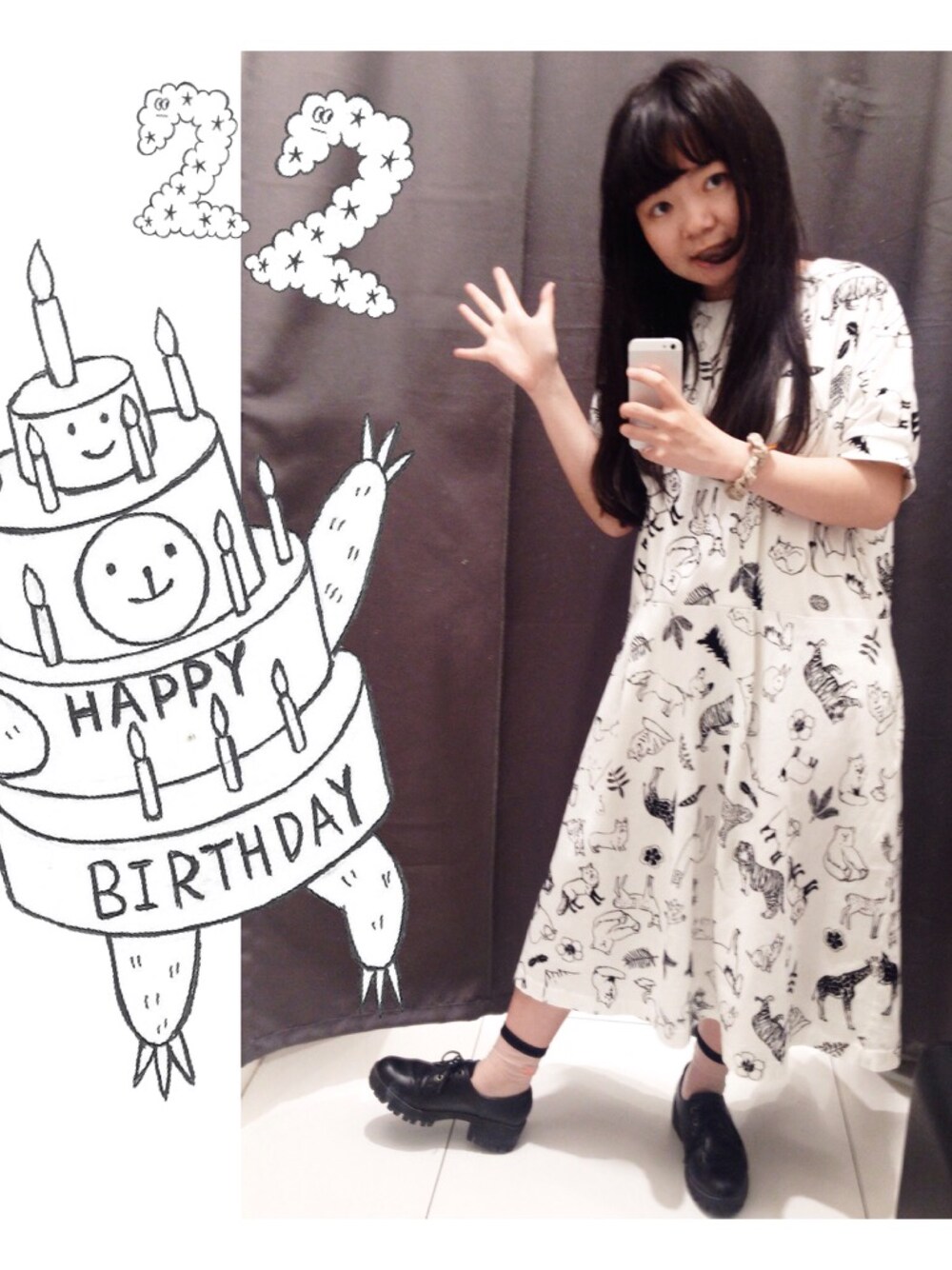 「I am I のアイテム（ワンピース、ホワイト系）」を使った、salmonさん（レディース・153cm）の冬コーディネートの1枚目の写真