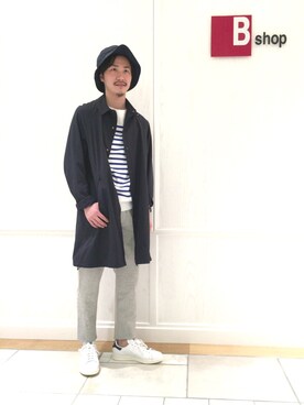 「KIJIMA TAKAYUKI」｜「アイテム（ステンカラーコート）」を使った、YOSHIOKAさん（メンズ・173cm）の春コーディネート