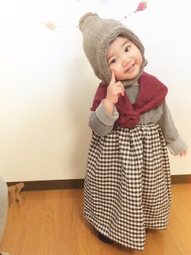 「スウェット×シャツ」｜na.さん（キッズ・80cm）の冬コーディネート