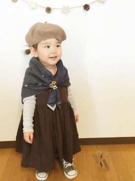 「コンバンース」｜「アイテム（ハンチング/ベレー帽）」を使った、na.さん（キッズ・80cm）の春コーディネート