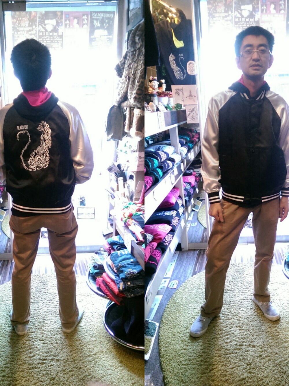 「orslow、onepiece、orcival、old navy、ORiental TRaffic(ORiental TRaffic)、ootd、OPENING CEREMONY、outfit、OZOC、off white」｜「BLACK CATスタジャン（スタジャン、ブラック系）」を使った、愛知　BLACKCATヒロさん（メンズ・168cm）の秋コーディネートの1枚目の写真
