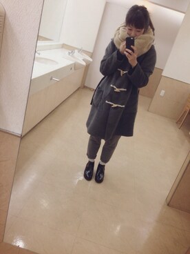 「FUDGE」｜「アイテム（ダッフルコート）」を使った、chasoさん（レディース・159cm）の冬コーディネート