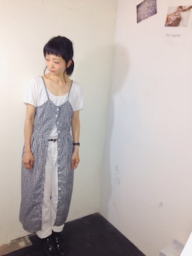 「白デニム」｜「アイテム（サロペット/オーバーオール）」を使った、chasoさん（レディース・158cm）の夏コーディネート