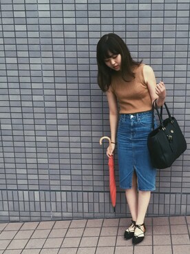 「SENSE OF PLACE by URBAN RESEARCH（センスオブプレイスバイアーバンリサーチ）のアイテム（タンクトップ、ブラウン系）」を使った、misakiさん（レディース・161cm）の秋コーディネート
