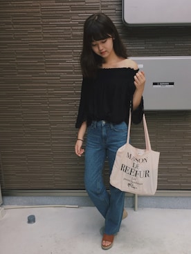 「ZARA（ザラ）のアイテム（その他トップス、ブラック系）」を使った、misakiさん（レディース・161cm）の秋コーディネート