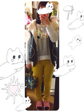 「RAY CASSIN（レイカズン）のアイテム（スウェット）」を使った、キノコさんさん（レディース・146cm）の冬コーディネート