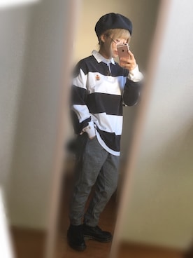「RAGEBLUE（レイジブルー）のアイテム（ハンチング/ベレー帽）」を使った、ttさん（レディース・153cm）の秋コーディネート