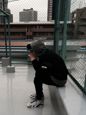 「HUF」｜「アイテム（ナイロンジャケット）」を使った、Dさん（メンズ・170cm）の冬コーディネート