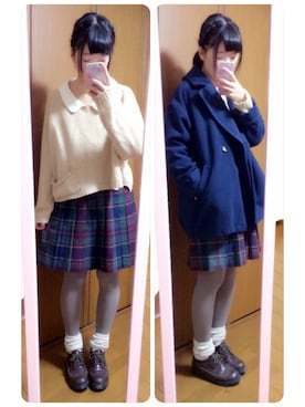 「NICE CLAUP（ナイスクラップ）のアイテム（チェスターコート）」を使った、mayo＊さん（レディース・159cm）の冬コーディネート
