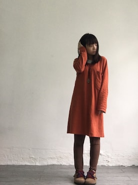 「チチカカ」｜「アイテム（レギンス/スパッツ）」を使った、ミミさん（レディース・150cm）の秋コーディネート