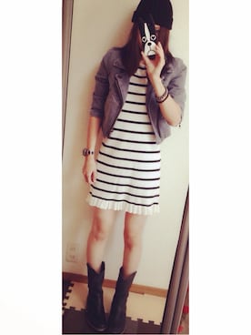 「DEICY（デイシー）のアイテム（ライダースジャケット）」を使った、moyooonnさん（レディース・153cm）の秋コーディネート
