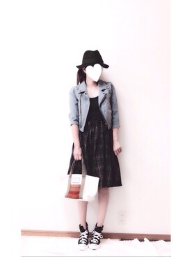 「DEICY（デイシー）のアイテム（ライダースジャケット）」を使った、moyooonnさん（レディース・153cm）の秋コーディネート