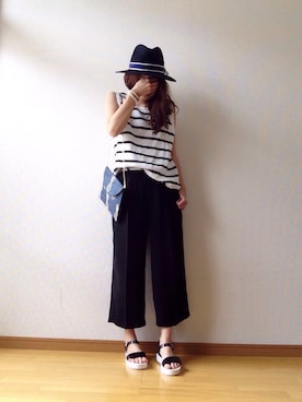 「LIMITLESS LUXURY（リミットレスラグジュアリー）のアイテム（帽子）」を使った、moyooonnさん（レディース・152cm）の夏コーディネート